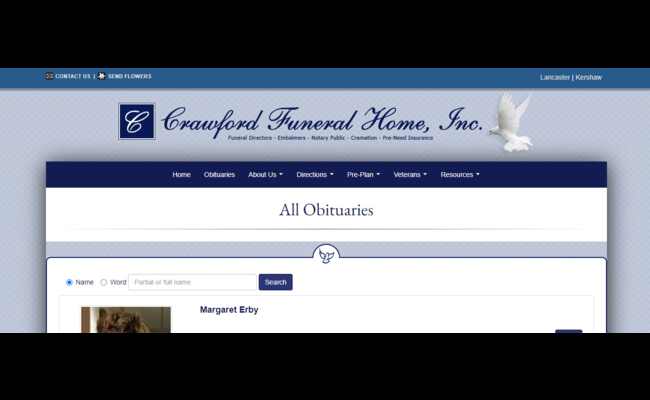 Crawford Funeral Home Lancaster SC 2023 Best Info